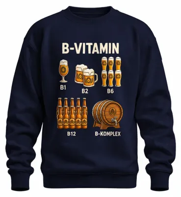 Obrázek produktu pro B-Vitamin Bier Komplex Lustig Saufen Party Vatertag Hopfen Mikina, tmavě modrá, XL