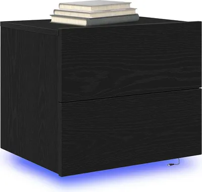 Image de vidaXL Table de chevet noire aspect chêne 50 x 39 x 41 cm en aggloméré