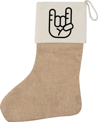 Produktbild von Huuraa Weihnachtsstrumpf Pommesgabel Hand Beige Jute Kaminstrumpf Geschenkidee