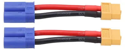Obrázek produktu pro 2 ks adaptérů z konektoru XT60 na konektor EC5, silikonový kabel 12 AWG pro RC auta a letadla, 3,74 palce