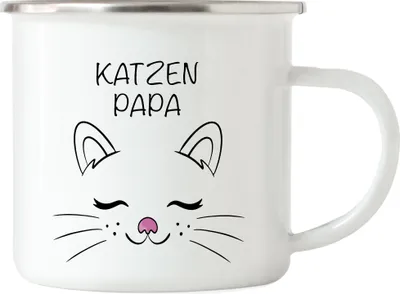 Produktbild von Katzen Papa Emaille-Tasse Katzen-Papa Geschenk Katzenliebhaber Katzenbesitzer Katzen Kätzchen Kaffeetasse