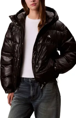 Image de CALVIN KLEIN - Doudoune brillante à capuche pour femme - Taille M