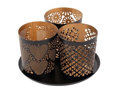 SVJ Home Decorations Teelichthalter Kerza - 7x7x7 cm - Metall - Schwarz