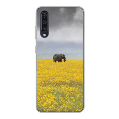Produktbild von MuchoWow® Handyhülle Schutzhülle Hülle für Samsung Galaxy A30s Elefant - Blumen - Natur - Gelb - Tiere Silikon Softcase Handy Hülle - Karteninhaber