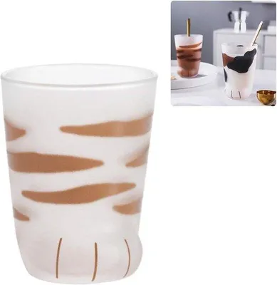 Produktbild von Hitzebeständige Mokka-Tasse aus Glas mit pummeliger Form und Katzenmotiv