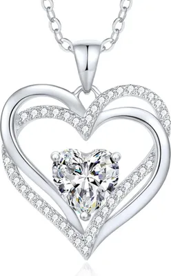 Produktbild von CDE Damen Herzkette 925 Sterling Silber Geburtsstein Halskette Mama Freundin Frau Valentinstag Muttertag