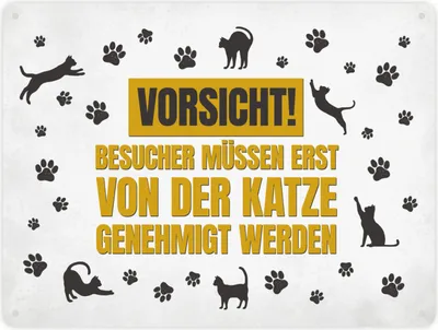 Produktbild von Besucher müssen erst von der Katze genehmigt werden Metallschild XXL