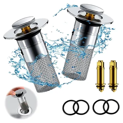 Produktbild von 2 Stück Waschbeckenstöpsel für 34-40 mm Abfluss, Abflussstopfen für Waschbecken und Dusche