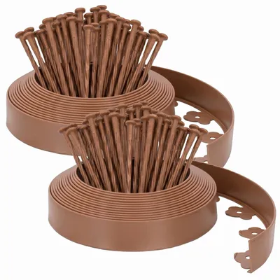 Produktbild von Rasenkante Kunststoff 20m 5cm Braun, flexible Gartenkante, Rasenbegrenzung