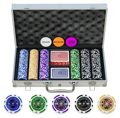 Image de Elzusha - Coffret de poker de luxe comprenant 300 pièces, avec jetons gravés au laser et une mallette en aluminium - Ensemble complet