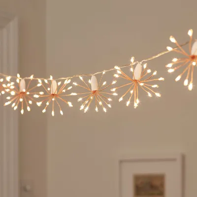 LED Feuerwerk Lichterkette 15 warmweiße Sterne Timer 8m Innen