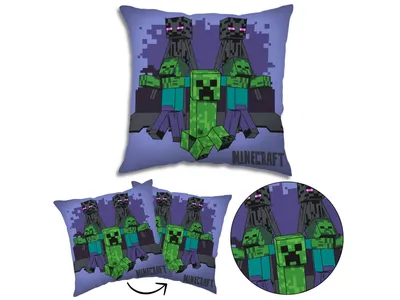 Obrázek produktu pro Minecraft Čtvercový polštářek, dekorativní polštářek pro děti, fialový 40x40 cm, OEKO-TEX