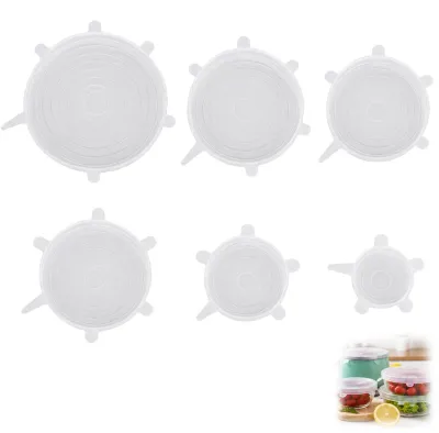 Silikon-Deckel, 6 Stück, BPA-frei, dehnbar, universell, luftdicht