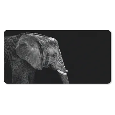 Produktbild von MuchoWow® Mauspad Mousepad Elefant - Schwarz und weiß - Porträt - Tiere 60x30 cm - Mousepads - Maus Mat - Pad - Mausunterlage - Nachhaltig