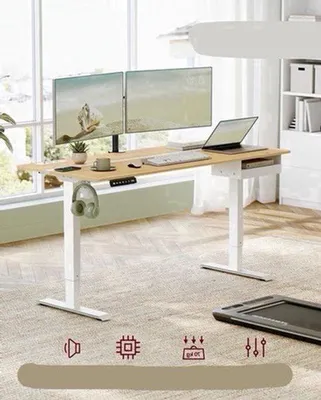 Zdjęcie produktu dla Regulowany biurko – biurko do pracy siedzącej i stojącej – biurko z regulowaną wysokością – biurko elektryczne – funkcja zapamiętywania ustawień – porty USB – stabilna konstrukcja