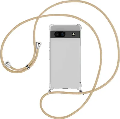 Produktbild von Handykette Backcover-Schutzhülle mit Band (Metall silberfarben) für Google Pixel 7a - caramel