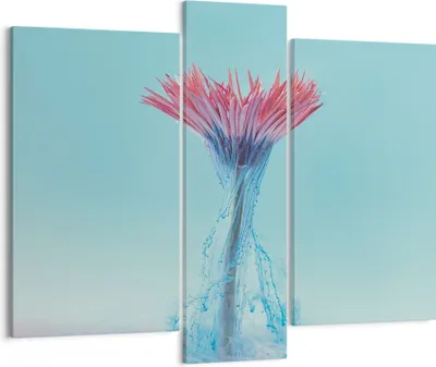 Produktbild von Bild auf Leinwand - Leinwandbild - 3 Teile - Rosa Gänseblümchen Tinte - 95x80cm - Wand Bild - Wanddeko - Wandbilder - Leinwanddruck - Bilder - Wanddekoration - Leinwand bilder - CB95x80-4537
