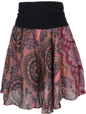 Produktbild von Luftiger Minirock, Boho Sommerrock - Bordeauxrot, Damen, Viskose, Röcke