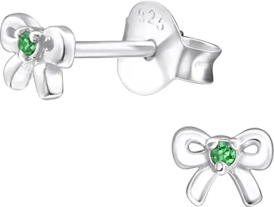 Produktbild von Ohrringe Ohrstecker 925 Sterling Silber Schleife mit Zirkonia in verschiedenen Farben Farbe - Grün