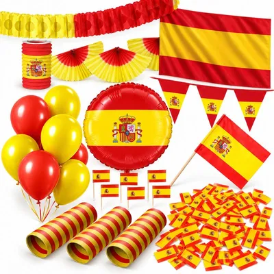 Produktbild von XL Spanien Party Deko Set 239 tlg. Partyset Partydeko rot gelb Fussball EM WM