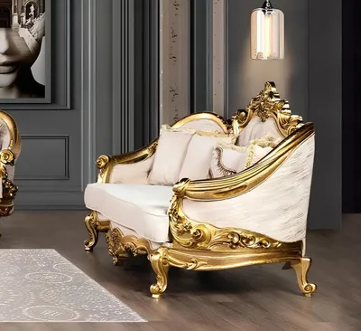 Produktbild von Sofa 3 Sitzer Stoff Dreisitzer Sofas Luxus Wohnzimmer Barock Stil Couch Barock