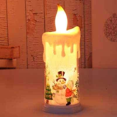 Produktbild von Weihnachtskerze Flammenlos Batteriebetrieben,LED Kerzen für Weihnachten, Kerzenlicht Weihnachtsbeleuchtung Heimdekoration(Schneemann B)
