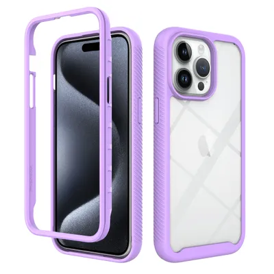Obrázek produktu pro Pouzdro pro iPhone 15 Pro, Hybrid Průhledné Zadní Kryt, Robustní TPU Nárazník, Nárazuvzdorné Pouzdro Fialová