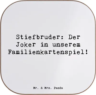 Produktbild von Mr. & Mrs. Panda Bierdeckel Personalisiert Stiefbruder Joker - Weiß - Geschenk, untersetzer bedruckt, Spaß, Familiengeschenke, PErsonalisierte, Liebe, Stiefgeschwister