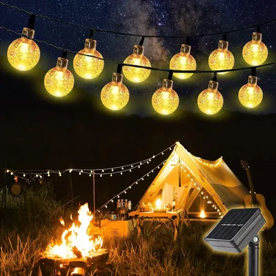 Produktbild von Salcar Lichterkette Solar Auße 5m 20 LED Kugel n Beleuchtung Garten Party Wasserdicht IP44 Weihnachtsdekoration, Warmweiß Solar Lichterkette Aussen