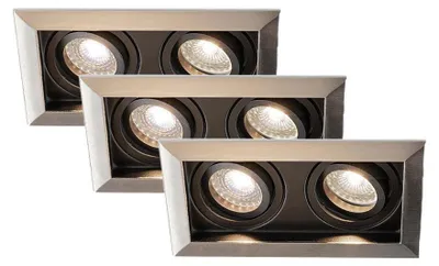 Produktbild von hoftronic LED Einbaustrahler 8W 690lm 4000K GU10 Dimmbar Edelstahl 3er Set