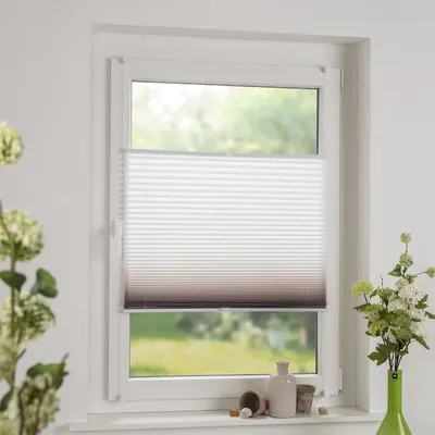 Produktbild von Plissee Ombre Farbverlauf in Taupe, 60 x 130 cm, Klemmträgermontage ohne Bohren