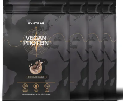 Produktbild von GYMTRAIL® Veganes Eiweißpulver aus Erbsenprotein 2000g | Pflanzliches Proteinpulver mit essenziellen Aminosäuren | Ohne Soja und Süßungsmittel mit Birkenzucker | Chocolate