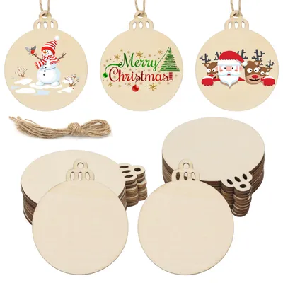 100 runde Holzplättchen 8,9 cm mit Juteschnur zum Basteln