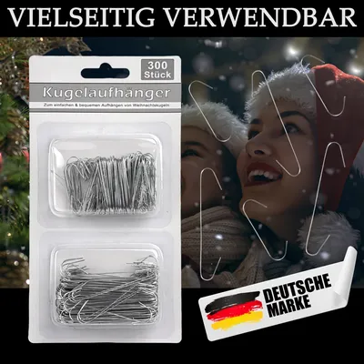 Produktbild von 300 Aufhängehaken für Weihnachtskugeln Aufhänger Schnellaufhänger Haken Silber