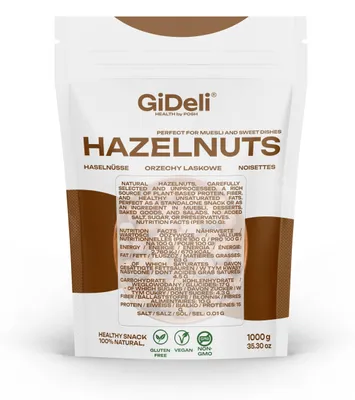 Produktbild von Haselnüsse 1kg Geschält Ungesalzen Ganze Naturbelassen Rohkost Backzutat GiDeli
