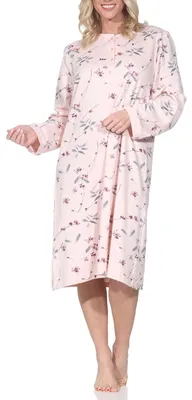 Produktbild von Normann Damen Nachthemd langarm in Drop-Needle Interlock Qualität - auch in Übergröße ; rosa , 40