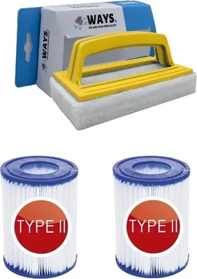 Produktbild von Bestway - Typ-II-Filter geeignet für Filterpumpe 58383 - 2 Stück & WAYS Scheuerbürste