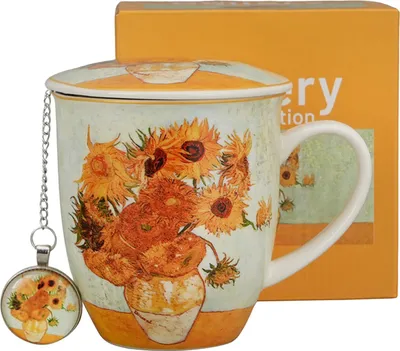 Immagine prodotto di DUO | Tazza - 400 ml - con colino e ciondolo - Girasoli Van Gogh