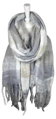 Imagen del producto de Bufanda de invierno para mujer "Winterschal Dreads Faith": bufanda de invierno para mujer, cálida, con flecos. Bufanda voluminosa de invierno, 180x50 cm. Color: gris