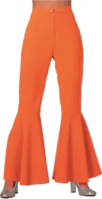 Immagine prodotto di pantaloni svasati anni '70-'80 da donna taglia 48 arancio neon