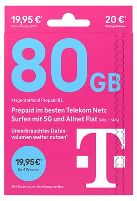 Produktbild von Telekom MagentaMobil Prepaid XL Simkarte mit 20 € Startguthaben