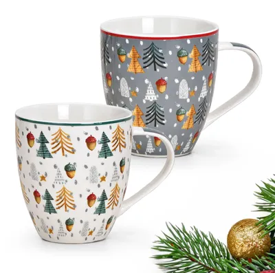 Produktbild von Grosse Weihnachtstassen 2er Set Bäume Kaffeetassen