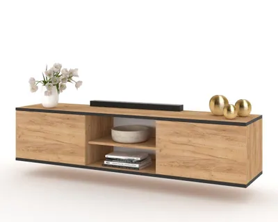 Produktbild von Fernsehschrank TV-Lowboard KING HÄNGEND Craft Eiche mit schwarzem Rand/Craft Eiche 120cm