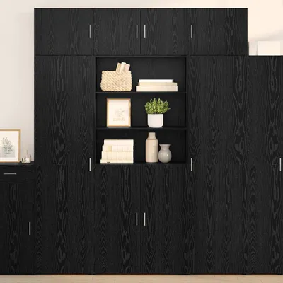 Obrázek produktu pro vidaXL Vysoká skříňka, černá, vzhled dubu, 80 x 42,5 x 185 cm, dřevotřísková deska