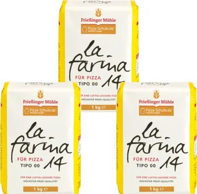 Produktbild von Frießinger Mühle La Farina 14 Pizzamehl Tipo 00 1 kg (3er Pack)
