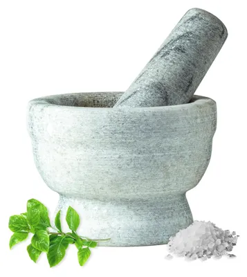 Zdjęcie produktu dla JADE TEMPLE, Mosiężny moździerz z tłuczką, średnica: 9,5 cm, wysokość: 7 cm - zestaw, kolor: szary