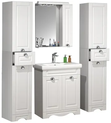 Immagine prodotto di 5 parti lavabo da bagno larghezza 60 cm mobile bagno set lavabo specchio armadio alto Landhaus Casalo L