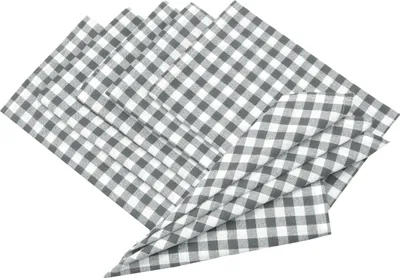 Produktbild von 6er Set Stoffservietten, Servietten, 45x45 cm, 100% Baumwolle, grau-weiß kariert
