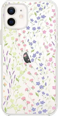 Produktbild von Flexible Hülle für das iPhone 12, TPU Silikon transparent, kleine bunte Blüten