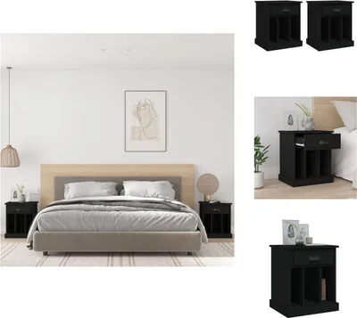 Zdjęcie produktu dla vidaXL Szafki nocne 2 szt. czarne 43x36x50 cm - Szafki nocne